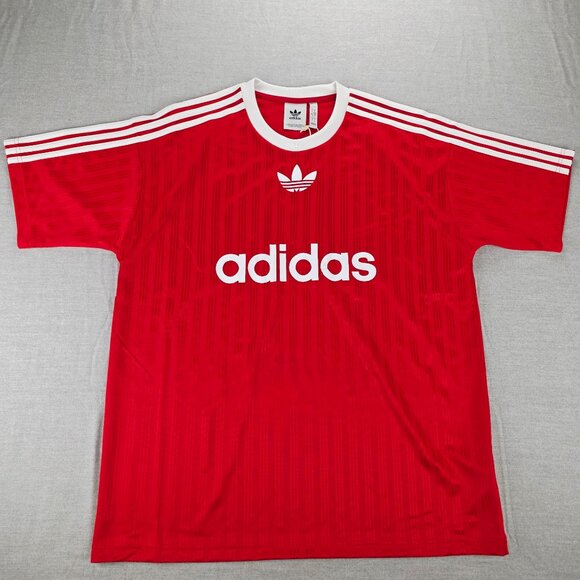 Adidas Original Trefoil Adicolor PolyTee Shirt Men Size L IM9458 Red NWT Scarlet - Picture 1 of 9